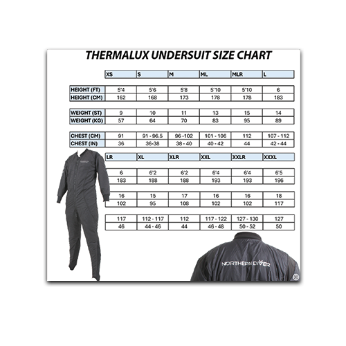 Thermalux Undersuit Size Chart
